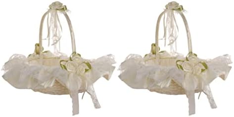 GANAZONO cvijeće tkane korpe 2 kom vjenčana korpa za cvijeće bijela korpa za cvijeće mala čipkasta korpa za ceremoniju vjenčanja korpa