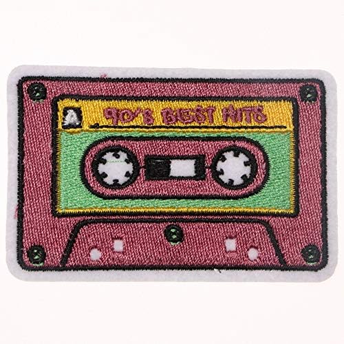 JPT - 90-ih Najbolje hitovi kasete retro 90-ih stara glazba Pink ružičasti slatki crtani izvezeni aplicirani željezo / šivaju zakrpe
