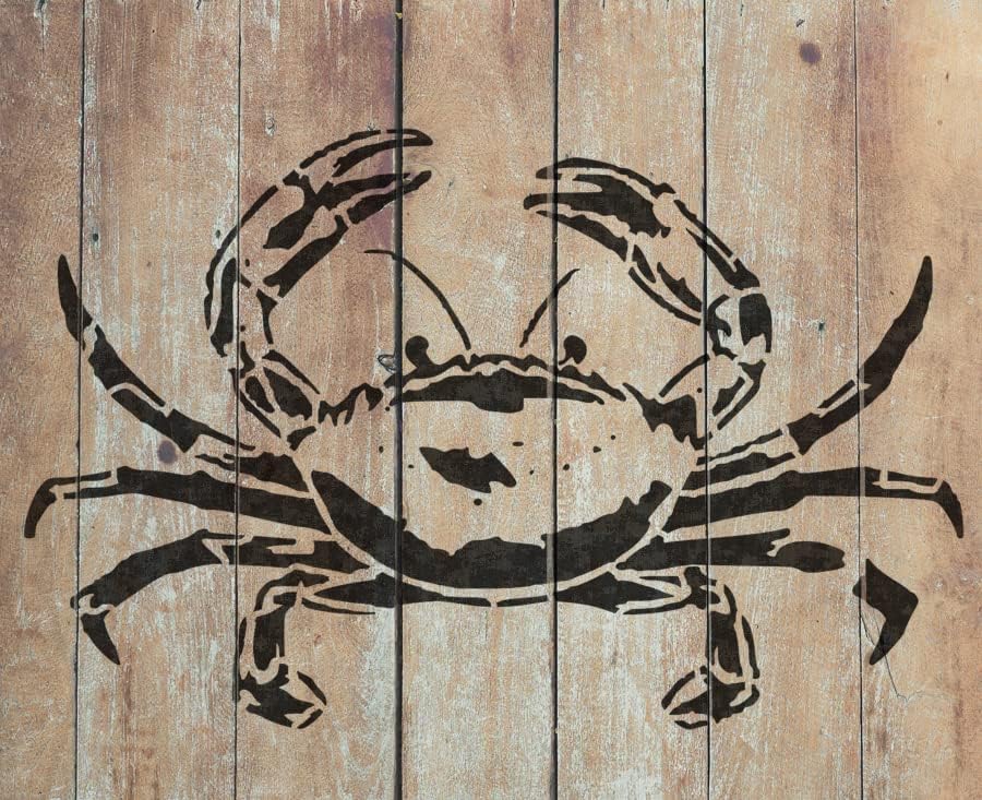 Crab šablon | Sea Life Wall Art Stencil | Nautički dom dekor | Zidovi za boju podne tkanine, namještaj