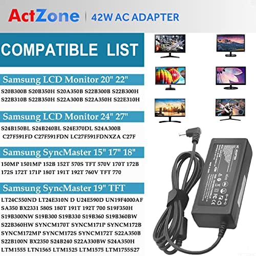 14V 3A AC DC adapter za Samsung Monitor SyncMaster 15 17 18 19 20 22 23 24 27 LTM1555B LTM1555X S21555B S25A35OH S27D390H Monitor