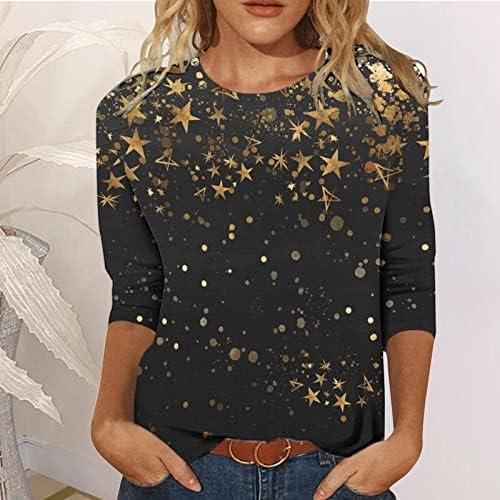 3/4 rukave bluze za žene Casual, elegantan grafički Print Dressy Casual pulover bluza labavi vrhovi od Crewneck