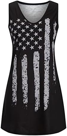 4. jula Mini haljina za žene labava Ležerna ljetna mini haljina s V-izrezom bez rukava Patriotske haljine na plaži