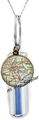 AllMappplier modna kremacija urna ogrlica, mapa Houston Map kremacija urn ogrlica, Houston Map urn baytown mapa urn, houston urn,