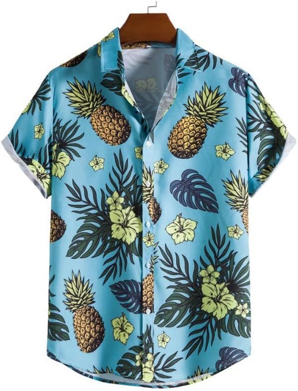 Houkai Muški trendi labavi veličina ananasa, majica s kratkim rukavima s kratkim rukavima, dvodijelni trend odijelo muškarci