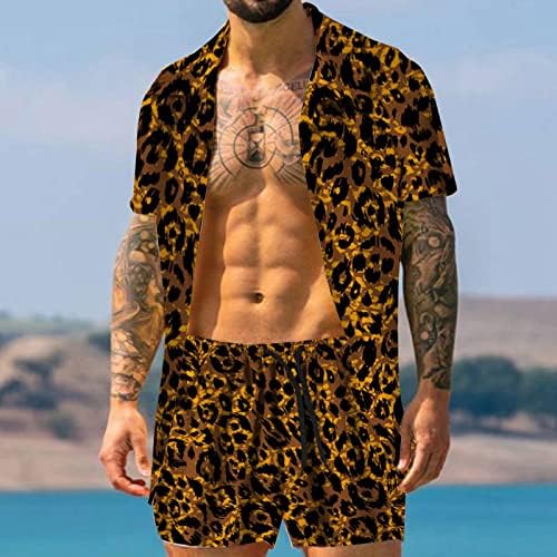 BMISEGM Ljetni muškarci majice Muške ljetne modne ležerne Havajci Leopard Print Plaža Primorsko mjesto za odmor Kratki rukav Svi