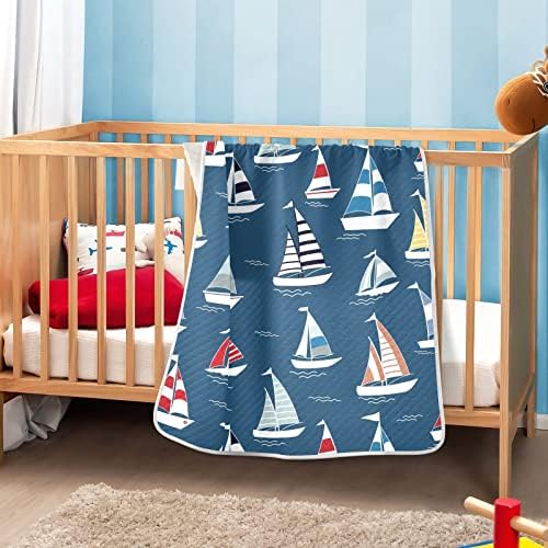 Swaddle pokrivač šareno crtane jedrilice pamučna pokrivačica za dojenčad, primanje pokrivača, lagana mekana prekrivačica za krevetić,