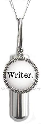 RUKACRAFTSECORATIONS pisci kremacija urna ogrlica, reč nakit, poklon za nju, poklon za pisanje pisaca, poklon za pisanje pisaca quote.f297