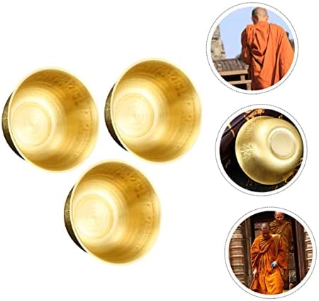 Cabilock 3pcs Bacper Bowl Ornament Metant Deco Decor Decor Tibetan Mini ponuda za zdjelu Buddhist Mesing Bowls Temple Brass Bowls