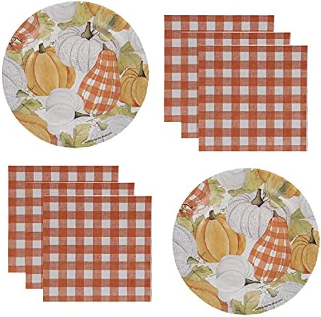 Fakkos Design Fall Tematske ploče salpkins zahvalnosti Harvest Orange Buffalo Plaid Pumpkins 40 grofl Bulk