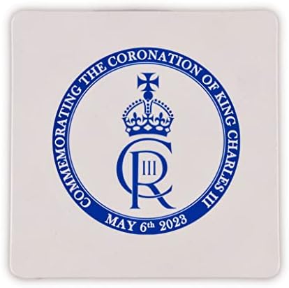 Shatche Kings Coronation Cononation bijela šolja za kafu i podstanujte kralj Charles III 10oz šolje Suvenir Kolekcionarski poklon