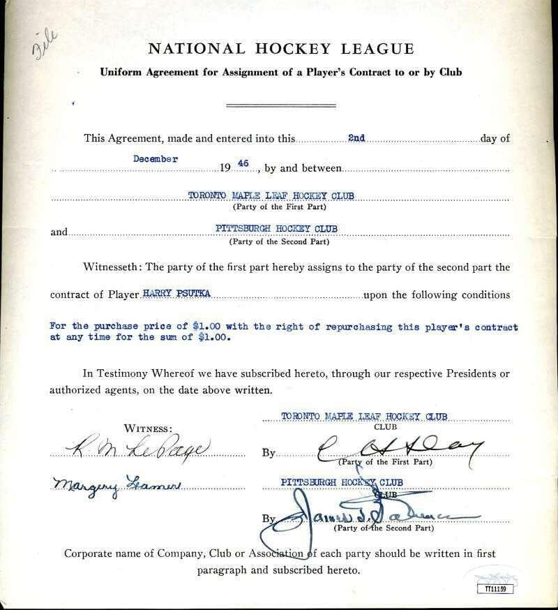 Happy Day JSA potpisao Coa Rare 1946 ugovor o javorovim listovima - NHL rezni potpisi