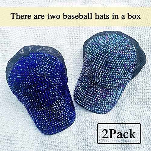 2 pakovanje bejzbol kape Bling Glitter Women Diamond Podesive dame putovanja sunčanim šeširom