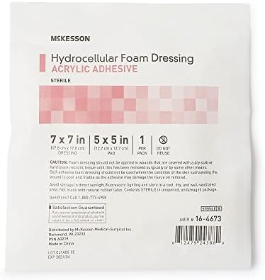 McKesson hidrocelularna pjena s akrilnim ljepilom, zavoj za prvu pomoć, upijajuća zaliha za njegu rana, 7 u x 7 in, 10 tablica, 1 pakovanje