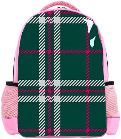 VBFOFBV Unisex ruksak za odrasle sa radom za putovanja, zeleni linijski pruga Vintage Check