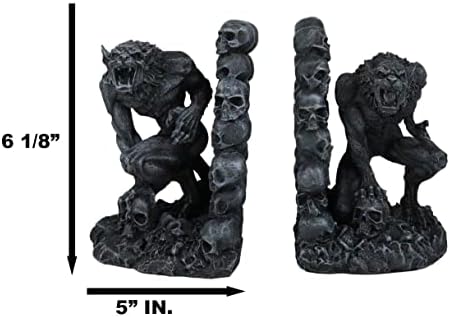 Ebros Gothic Notre Dame Dark Knights Wroatles Bookends Figurine Set 6.25 visok kao Timberwolf ili vukovi ili vučji dekor za biblioteku Tematska skulptura za klađenje