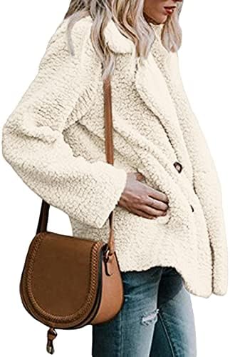 NDVYXX Ženska 2023 modni zimski kaput s dugim rukavima sa dugim rukavima Zip Up Faux Shearling Shaggy prevelika jakna