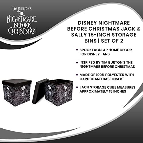 Disney noćna mora prije Božića Jack Skellington 15-inčni storage bin Cube organizatori, Set od 2 / tkanine korpe kontejner, Cubby