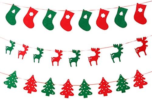 Kisangel zastave 3pcs Božić Banner viseći niz vijence božićno drvo Elk čarapa Bunting znak Holiday Party dekoracija Banners