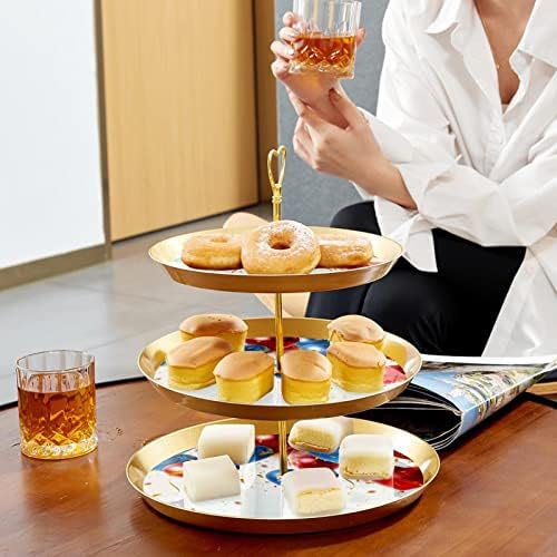 Baloni Cupcake Držač za pecivo, 3 slojevi plastični zlatni zastoj za tortu za stol za desert, kula za odvod za odvod sa zaslonom