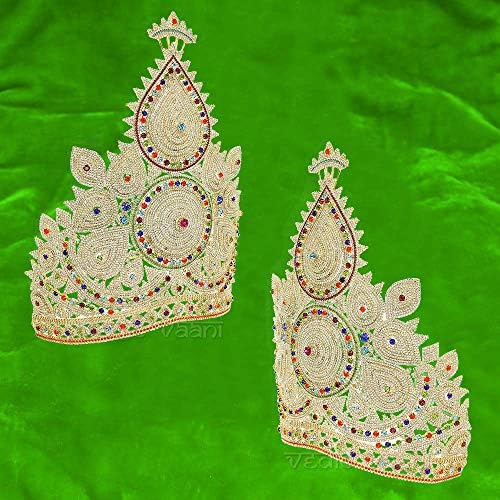 Vedic Vaani Navratri Specijalna ručka Boginja Durga, Laxmi, Saraswati Mukut / Dekorativni višebojni dragulj Crown / Dizajner Taj za