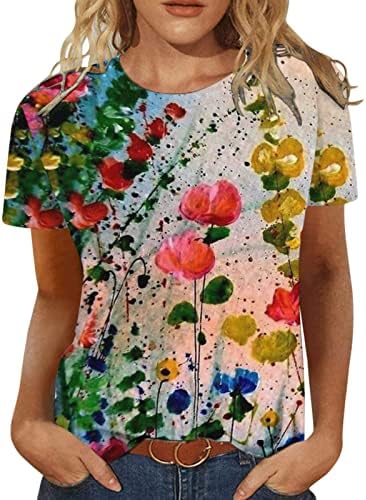 Jesen Ljetna majica kratkih rukava Ženska odjeća Crew vrat pamuk grafički labavi fit ručak vrhunska majica za dame IQ IQ