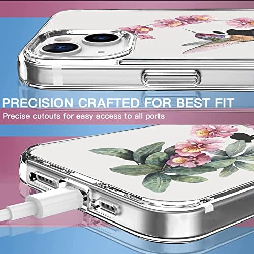 Liqianggg Clear Torbica za iPhone 13 sa remen za ručni remen [2-in-1], Clear Exquisite Hummingbird Dizajn uzorka, prozirna futrola