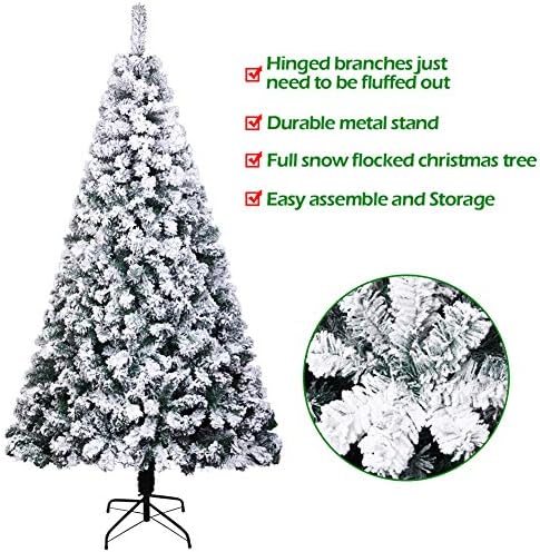 Cyac Holiday Božićno stablo Snijeg, 6ft Premium umjetna olovka Božićno drvce, potpuno otporno na plamen sa metalnim postoljem