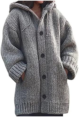 Ymosrh Ženske ležerne džempere Boja džepa na dugim rukavima, labav kardigan pleteni džemper preveliki džemper