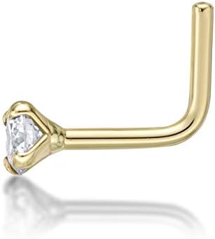 Dijamantski prsten za nos u obliku slova L od 0,01 do 0,07 karatne laboratorije od 14k bijelog ili žutog zlata prsten za nos 20 kalibra 1,3 do 2,7 mm od Lavari Jewelers