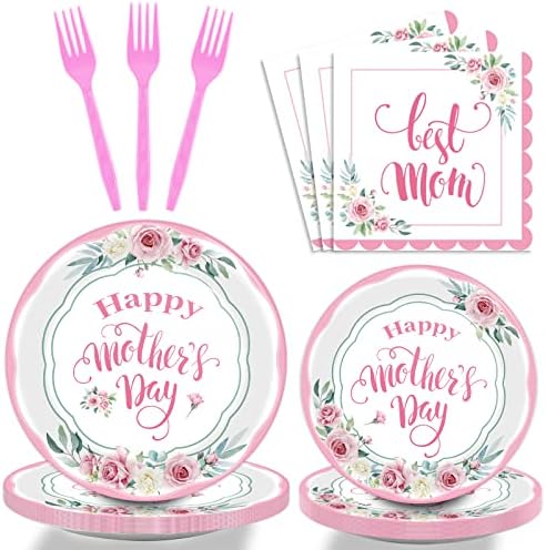 96 kom Happy Mother's Day Party papirni tanjir i salvete Majčin dan potrepštine za zabavu Set posuđa za najbolje mama Ever Spring