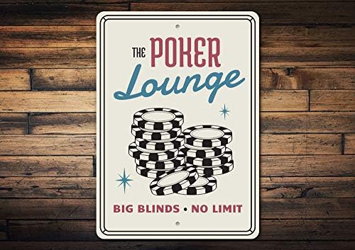 Poker Lounge, znak za igru, zidni znak porodične igre, Las Vegas, karte za igranje kazina aluminijumski znak-12x 18