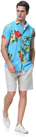 Damipow Havajske majice za muškarce kratki rukav Aloha na plaži na plaži Cvjetni ljetni casunski gumb dolje majice