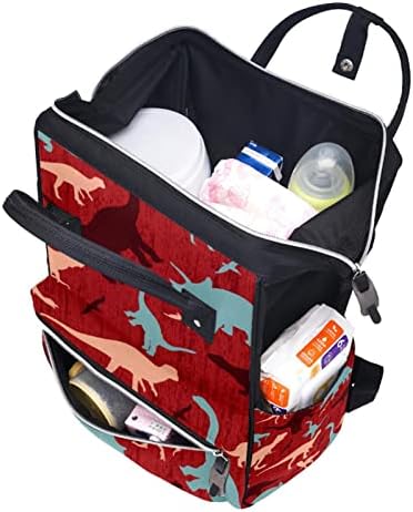 Guerotkr putnički ruksak, ruksak za pelenu, ruksak pelena, bešavni retro dinosaur životinjski crveni uzorak