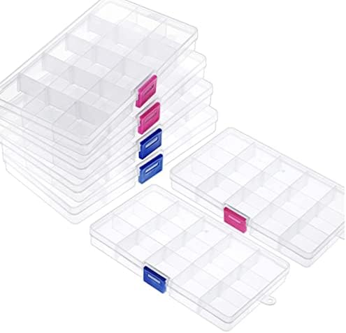 Hlyurlus 6 pakovanja prozirnih plastičnih kutija za organizatore, 15 Mreža za odlaganje plastike sa odvojivim razdjelnicima za umjetnost