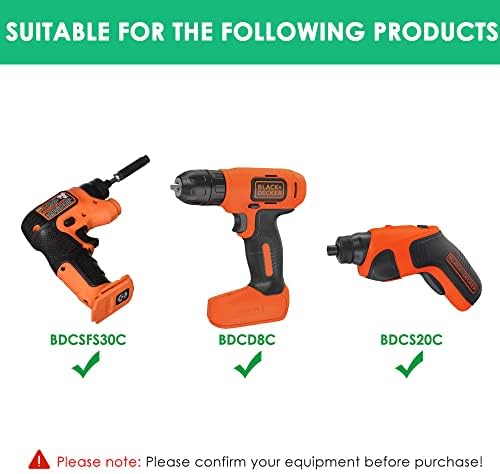 Mrgru USB punjač za ručnu bušilicu 90627870-01 kompatibilan sa crnom i Decker Bdcsfs30c BDCSFS30C-CA BDCS20C BDCS50C BDCD8C adapterom