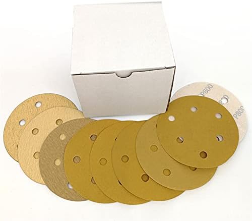 Sručni papir od metala od metala 100 komada 5-inčne kuke i petlje Zlatni brusni papiri Abrazivni diskovi 60 do 1000 grama aluminijumskog