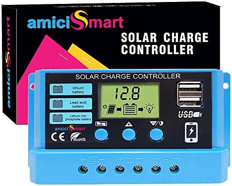 Amicismart solarni regulator punjenja 10A, inteligentni Regulator baterije za Lcd ekran solarne ploče sa Usb portom 12 volti,24 volti