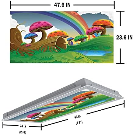 Prekrivači za fluorescentno svjetlo za dekoracije kuhinje u učionici, gljive, poboljšaju raspoloženje i smanje stres,plafonski poklopci koji se lako postavljaju,2x4 višebojni