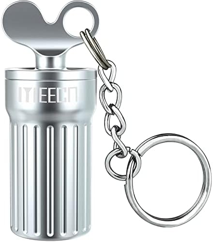 Meecn Mini privjesak za ključeve držač pilula vodootporna posuda za pilule prenosiva kutija za pilule dekorativna kutija za pilule Organizator pilula od legure aluminijuma-0, 8x0, 8x2 inča