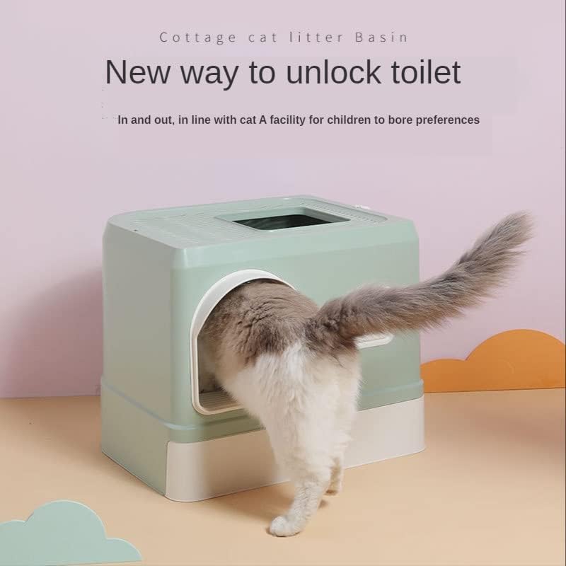 WYFDP ladica tip mačke kutija za smeće gornji ulaz Vila polu zatvorene mačke WC izdržljive potrepštine za čišćenje kućnih ljubimaca