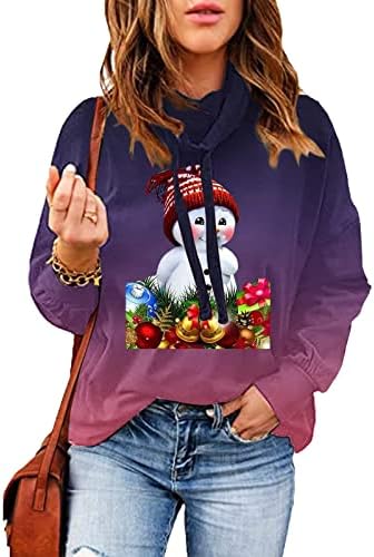 HOKSML ležerne dukseve za žene lijepi božićni snjegović za ispis gradijent dugih rukava pulover pulover sve utakmice