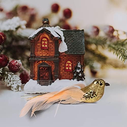Nuobesty 6pcs Artificial Froth Bird Glitter bašta ukras Ornament ptice Model 2021Nove godina Prilog Božićne ukrase Zatvoreni Božićni