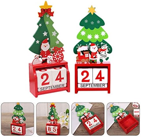 Abaodam 2kom drveni Božić Kalendar Božić ukras dodatna oprema Desktop Ornament koji se koristi za proslavu Božića