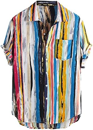 Muške havajske Aloha košulje kratke rukave prugaste štampane ljetne Top široke majice muške Casual Button Down Beach Shirts