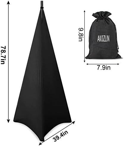 Akozlin stalak za zvučnike poklopac sa postoljem za stativ od 360 stepeni suknja za stativ rastezljive navlake od Lycra tkanine sa besplatnom torbom za odlaganje dva pakovanja crna