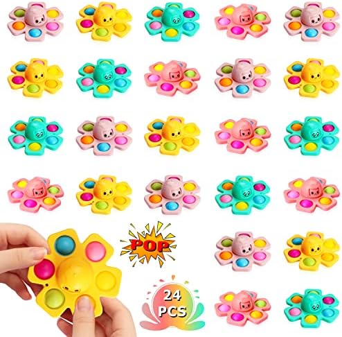 Soullife 24 Pack Pop Fidget Spinners Bulk Basket Stil hotela Coctopus FIDGET HIDGET HIDGETE BUBBLE Popper Stisnite anksioznost Stresne