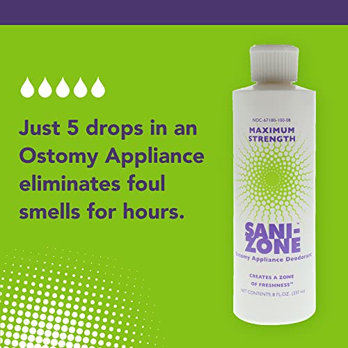 Sani-Zone maksimalna snaga Ostomy Appliance dezodorans bočica bez mirisa, 8 oz. Dezodorans za rane, Ostomy care za bolničku i profesionalnu