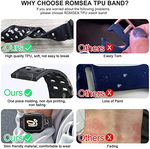 Romsea Sports Watch Bends s kućištem kompatibilnim sa jabukom 4mm 44mm IWATCH 8 7 6 5 4 SE, vanjski modni zamjenski ručni remen s