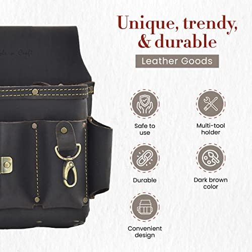 Stil N zanat - 10 džepne električarne torbice za alat, teška kožna torbica, savršena i izdržljiva kožna torbica za punu zrna, tamno