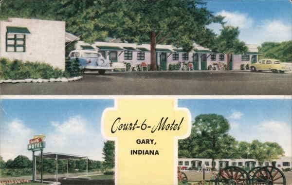 Court-6-Motel Gary, Indiana u originalnoj razglednici